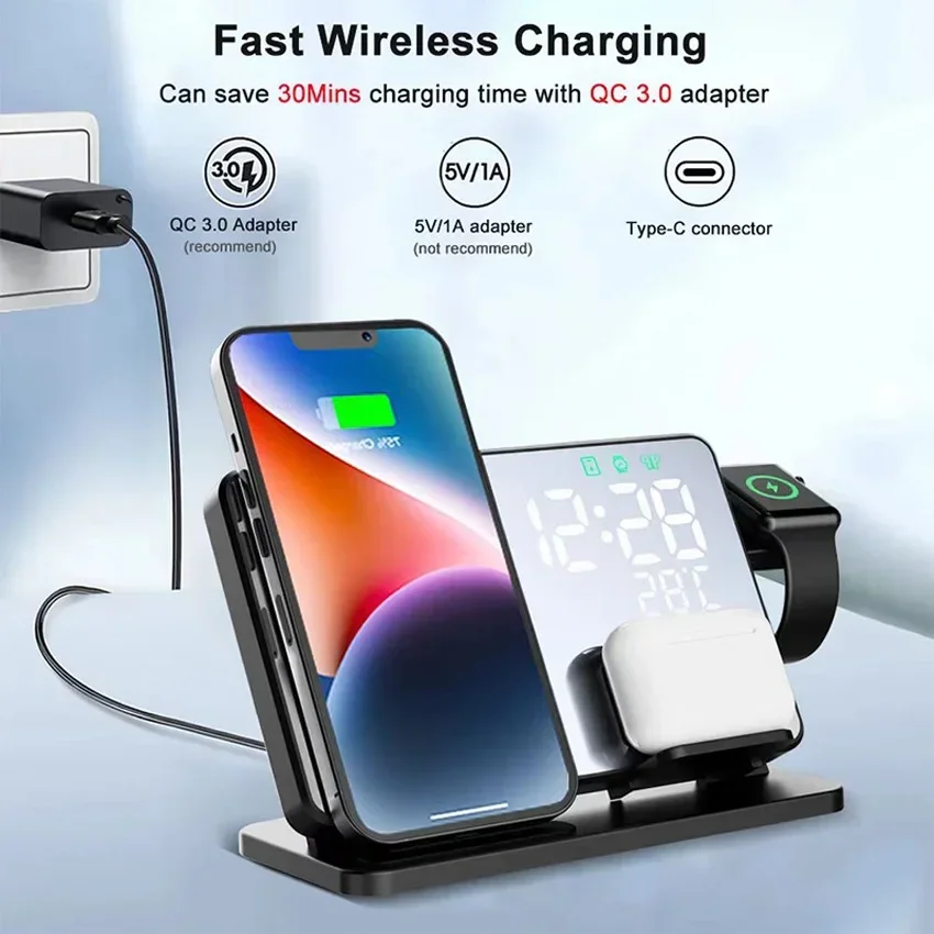 Wireless Charger Alarm Clock S - Smartwatch Ac ulasan dan harga