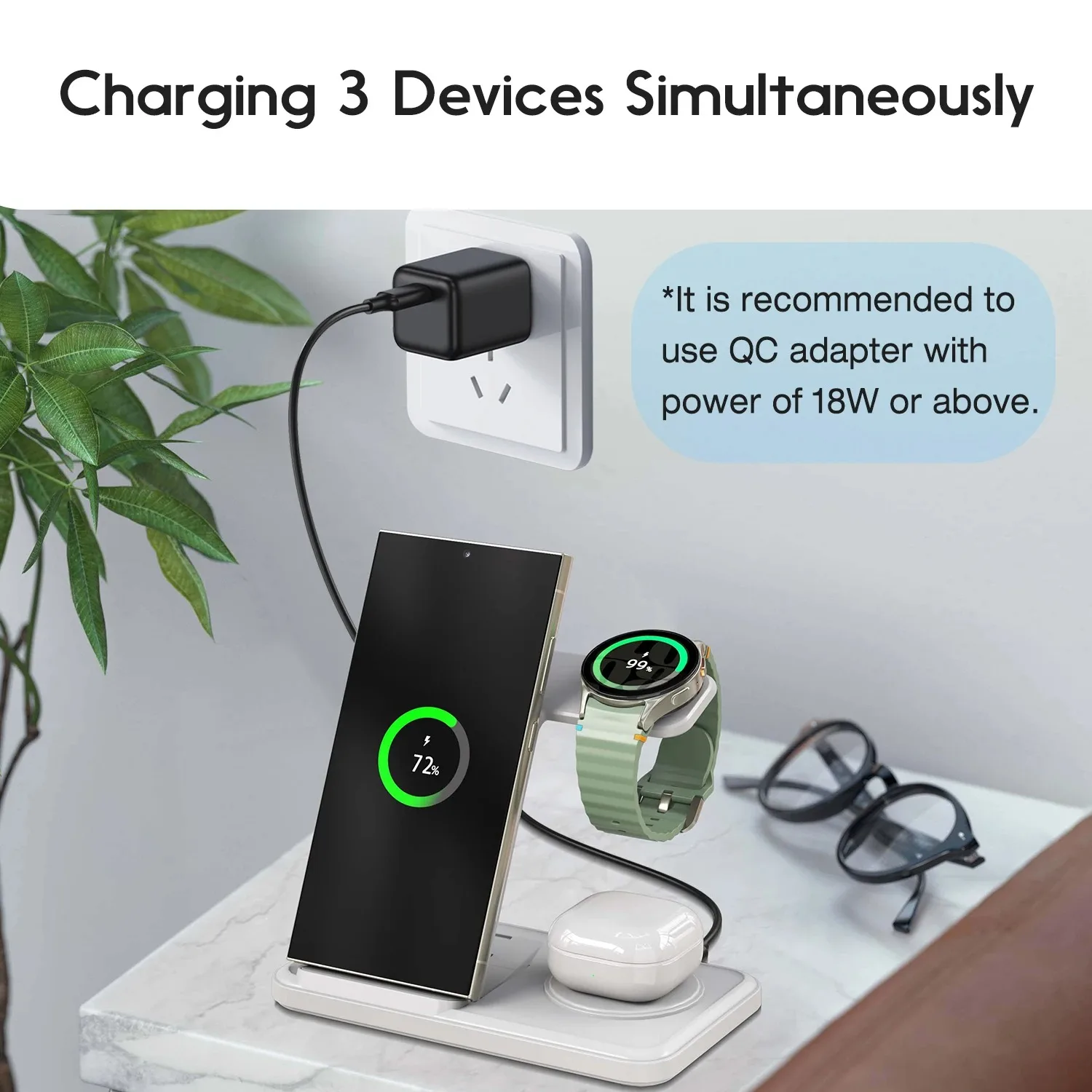 Desktop 3-in-1 Wireless Charge - Smartwatch Ac ulasan dan harga