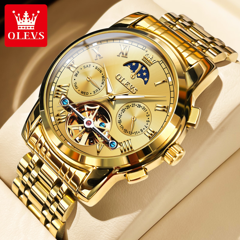 OLEVS 6617 Men's Classic Mecha - Leather Classic Strap ulasan dan harga