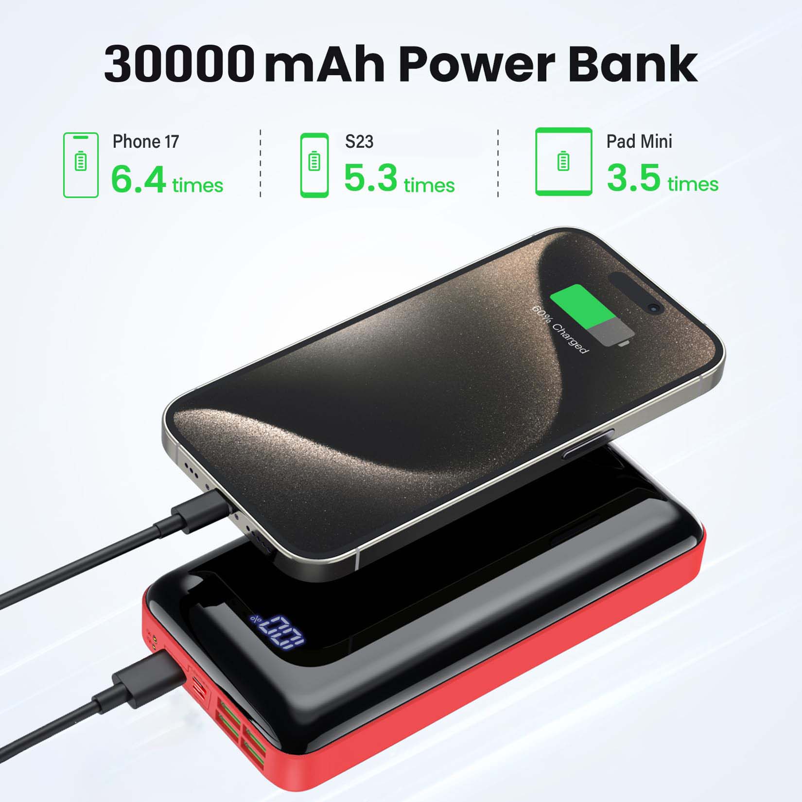 Portable Charger 30000mah Powe - Smartwatch Ac ulasan dan harga