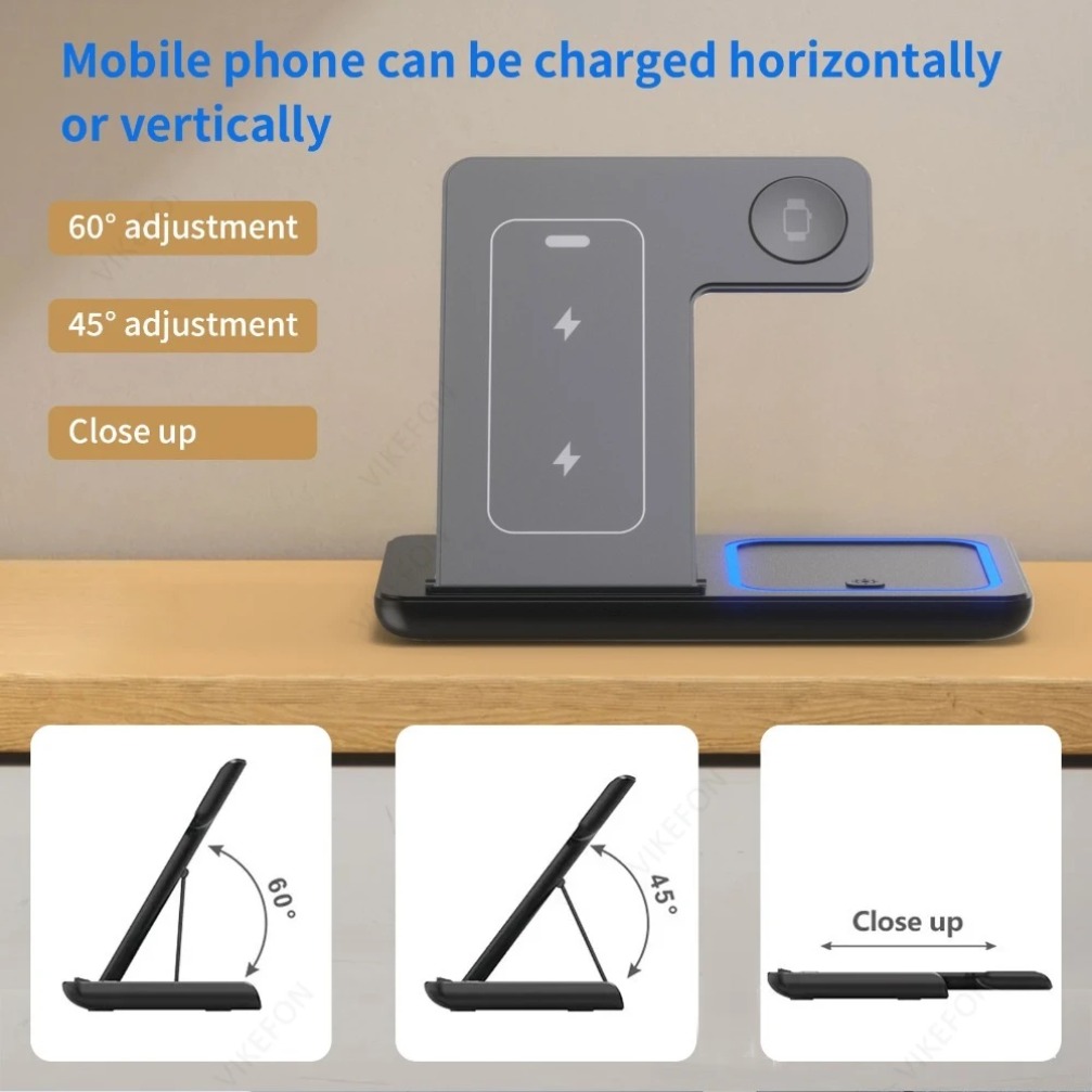 Foldable 3 in 1 Wireless Charg - Smartwatch Ac ulasan dan harga