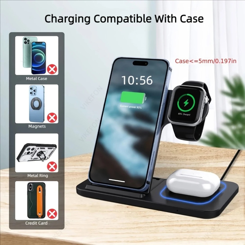 Foldable 3 in 1 Wireless Charg - Smartwatch Ac ulasan dan harga