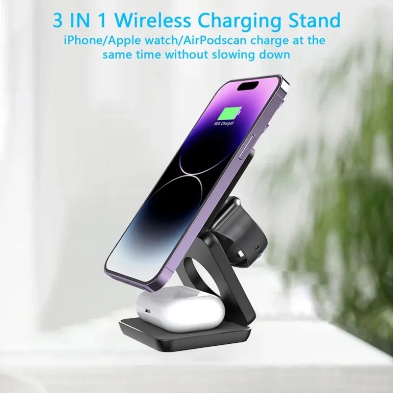 3 in 1 Foldable Magnetic Wirel - Smartwatch Ac ulasan dan harga
