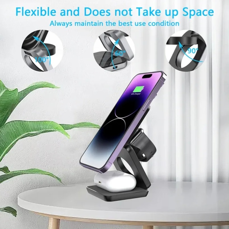 3 in 1 Foldable Magnetic Wirel - Smartwatch Ac ulasan dan harga